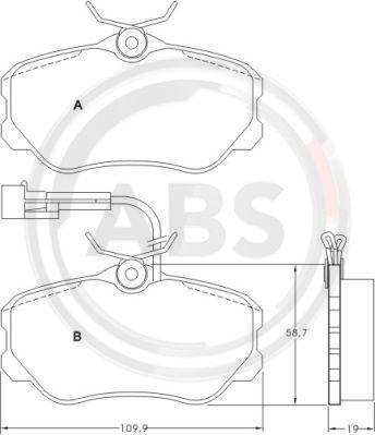 A.B.S. 36655 - Тормозные колодки, дисковые, комплект autospares.lv