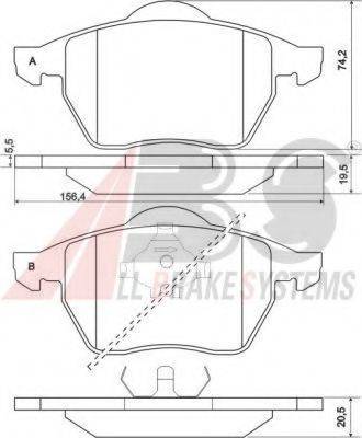 A.B.S. 36898 OE - Тормозные колодки, дисковые, комплект autospares.lv