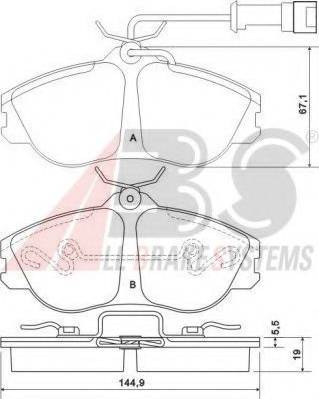 A.B.S. 36856 OE - Тормозные колодки, дисковые, комплект autospares.lv