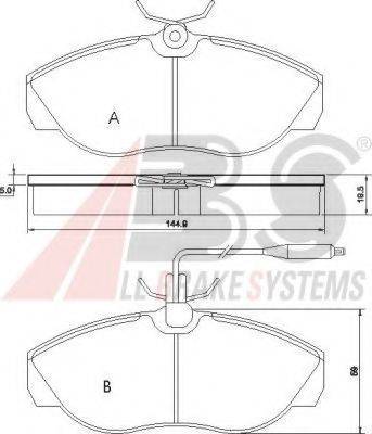 A.B.S. 36883 OE - Тормозные колодки, дисковые, комплект autospares.lv