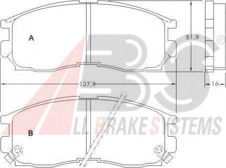 A.B.S. 36763 OE - Тормозные колодки, дисковые, комплект autospares.lv