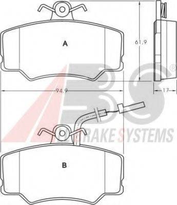 A.B.S. 36706 OE - Тормозные колодки, дисковые, комплект autospares.lv