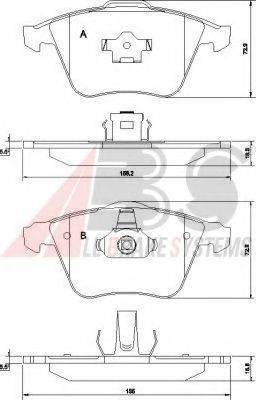 A.B.S. 37464 OE - Тормозные колодки, дисковые, комплект autospares.lv