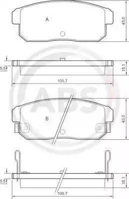 A.B.S. 37473 - Тормозные колодки, дисковые, комплект autospares.lv