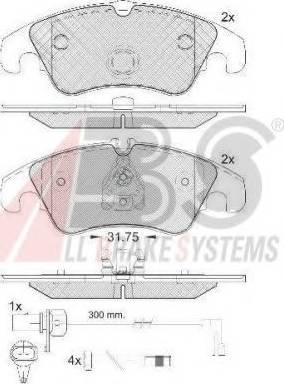 A.B.S. 37587 OE - Тормозные колодки, дисковые, комплект autospares.lv