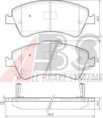 A.B.S. 37615 OE - Тормозные колодки, дисковые, комплект autospares.lv