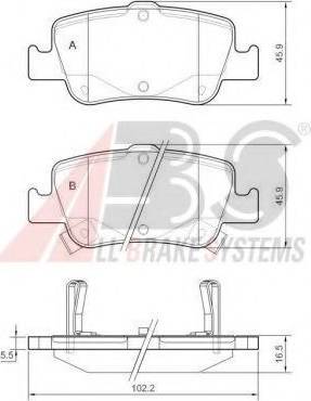 A.B.S. 37616 OE - Тормозные колодки, дисковые, комплект autospares.lv