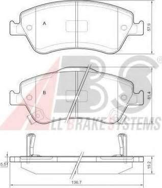 A.B.S. 37620 OE - Тормозные колодки, дисковые, комплект autospares.lv