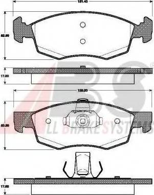 A.B.S. 37679 OE - Тормозные колодки, дисковые, комплект autospares.lv