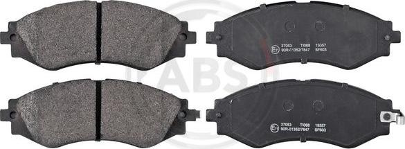 A.B.S. 37053 - Тормозные колодки, дисковые, комплект autospares.lv