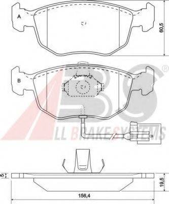 A.B.S. 37004 OE - Тормозные колодки, дисковые, комплект autospares.lv