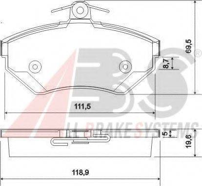 A.B.S. 37010 OE - Тормозные колодки, дисковые, комплект autospares.lv