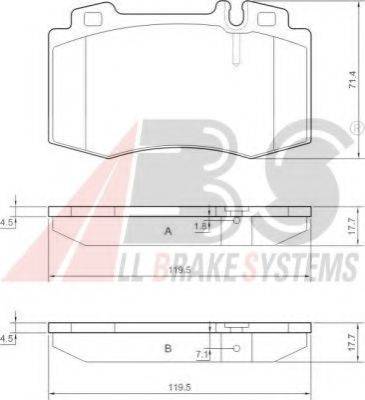 A.B.S. 37149 OE - Тормозные колодки, дисковые, комплект autospares.lv