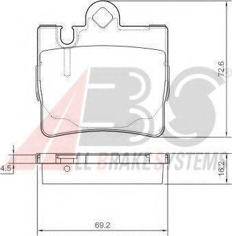 A.B.S. 37150 OE - Тормозные колодки, дисковые, комплект autospares.lv