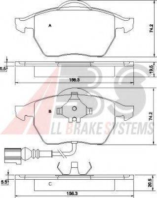 A.B.S. 37133 OE - Тормозные колодки, дисковые, комплект autospares.lv