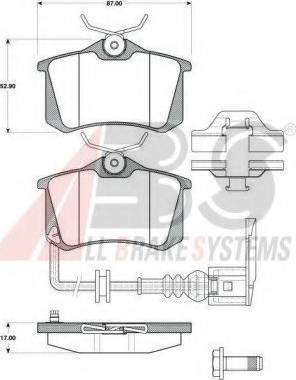 A.B.S. 37334 OE - Тормозные колодки, дисковые, комплект autospares.lv