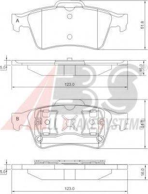 A.B.S. 37216 OE - Тормозные колодки, дисковые, комплект autospares.lv