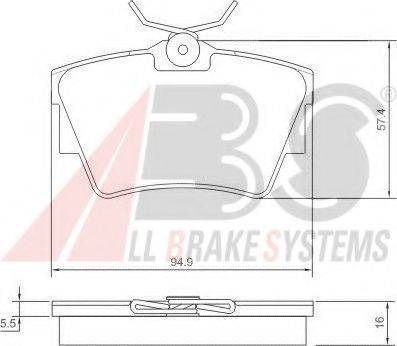 A.B.S. 37288 OE - Тормозные колодки, дисковые, комплект autospares.lv