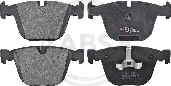 A.B.S. 37704 - Тормозные колодки, дисковые, комплект autospares.lv