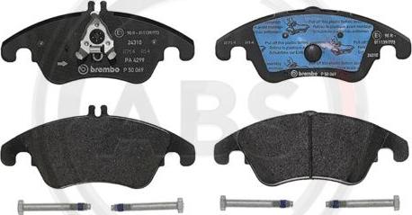 A.B.S. P50069 - Тормозные колодки, дисковые, комплект autospares.lv