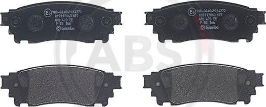 A.B.S. P83166 - Тормозные колодки, дисковые, комплект autospares.lv