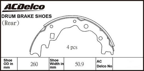 ACDelco ACBS1587 - Комплект тормозных колодок, барабанные autospares.lv