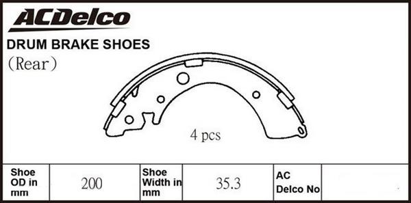 ACDelco ACBS1614 - Комплект тормозных колодок, барабанные autospares.lv