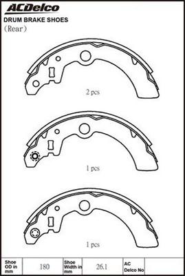 ACDelco ACBS1820 - Комплект тормозных колодок, барабанные autospares.lv