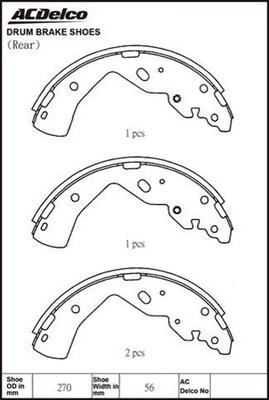 ACDelco ACBS1822 - Комплект тормозных колодок, барабанные autospares.lv