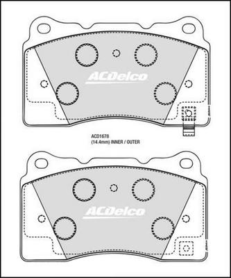 ACDelco ACD1678 - Тормозные колодки, дисковые, комплект autospares.lv