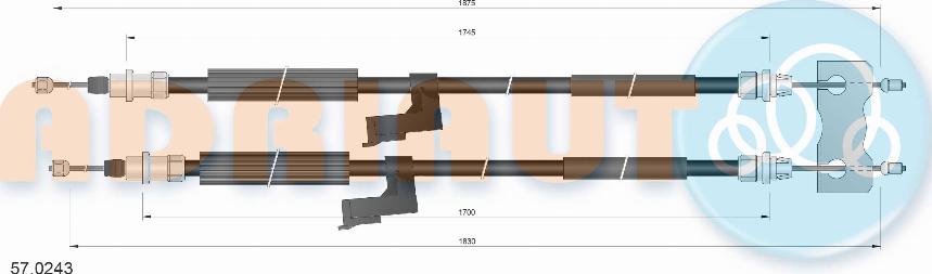 Adriauto 57.0243 - Тросик, cтояночный тормоз autospares.lv