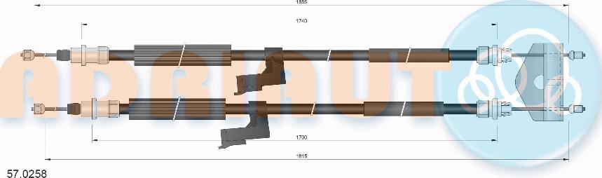 Adriauto 57.0258 - Тросик, cтояночный тормоз autospares.lv