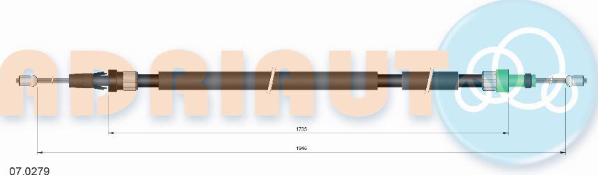 Adriauto 07.0279 - Тросик, cтояночный тормоз autospares.lv