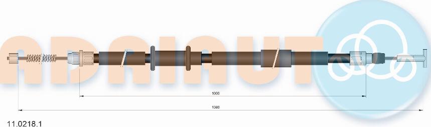 Adriauto 11.0218.1 - Тросик, cтояночный тормоз autospares.lv