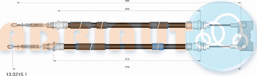 Adriauto 13.0215.1 - Тросик, cтояночный тормоз autospares.lv