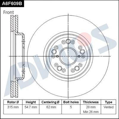 Advics A6F609B - Тормозной диск autospares.lv