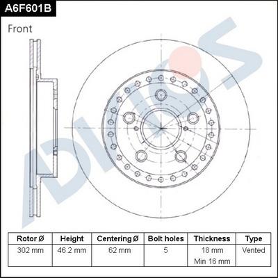 Advics A6F601B - Тормозной диск autospares.lv