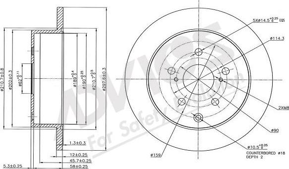 Advics A6R203B - Тормозной диск autospares.lv