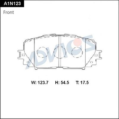 Advics A1N123 - Тормозные колодки, дисковые, комплект autospares.lv