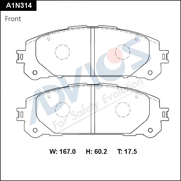 Advics A1N314 - Тормозные колодки, дисковые, комплект autospares.lv