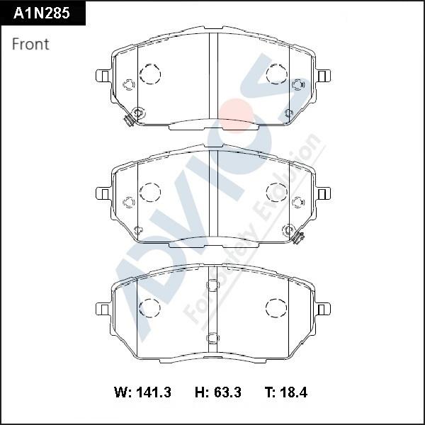 Advics A1N285 - Тормозные колодки, дисковые, комплект autospares.lv