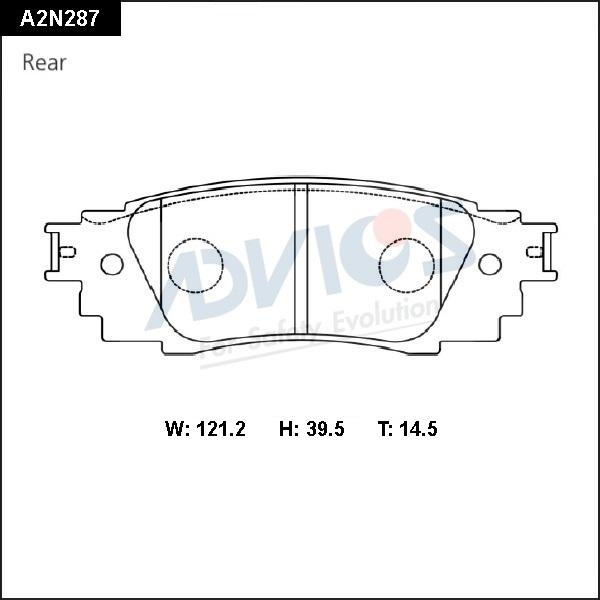 Advics A2N287 - Тормозные колодки, дисковые, комплект autospares.lv