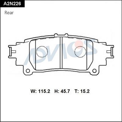 Advics A2N226 - Тормозные колодки, дисковые, комплект autospares.lv