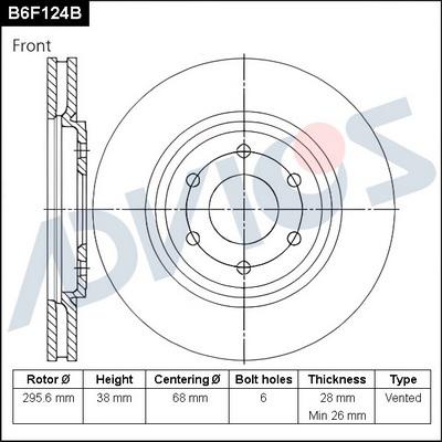 Advics B6F124B - Тормозной диск autospares.lv