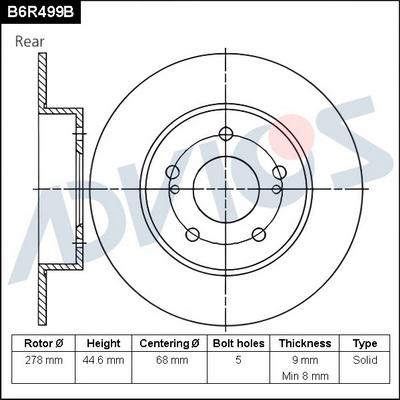 Advics B6R499B - Тормозной диск autospares.lv