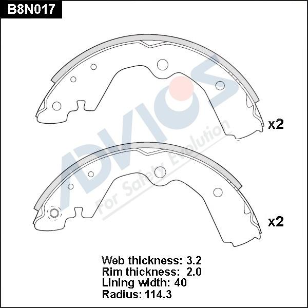 Advics B8N017 - Комплект тормозных колодок, барабанные autospares.lv