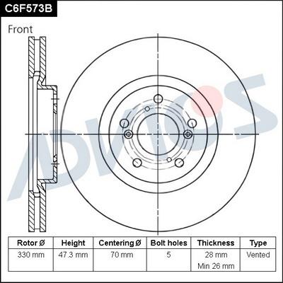 Advics C6F573B - Тормозной диск autospares.lv