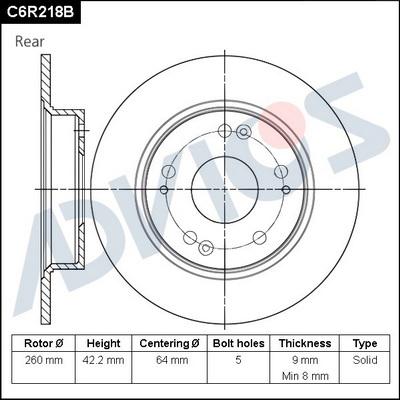 Advics C6R218B - Тормозной диск autospares.lv