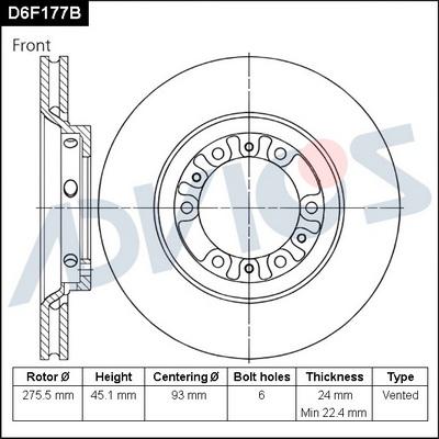 Advics D6F177B - Тормозной диск autospares.lv