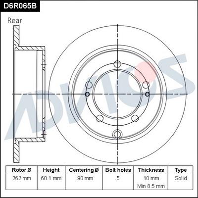 Advics D6R065B - Тормозной диск autospares.lv